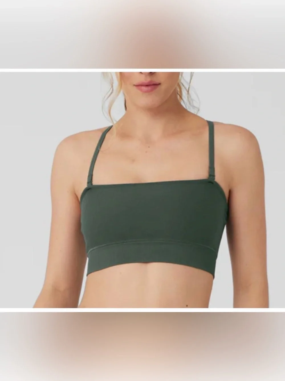 ALO Yoga Black Seamless Open‎ Air Bandeau Bra Cross-Back Sports Bra with Mesh